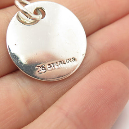 925 Sterling Silver Vintage Round Charm Pendant