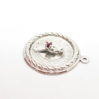 925 Sterling Silver Vintage Pink C Z "Confirmation" Pendant