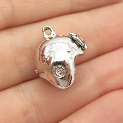 925 Sterling Silver Enamel Helmet Charm Pendant