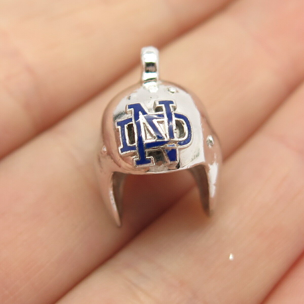 925 Sterling Silver Enamel Helmet Charm Pendant