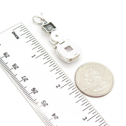 925 Sterling Silver Real Rose Quartz & Pearl Pendant