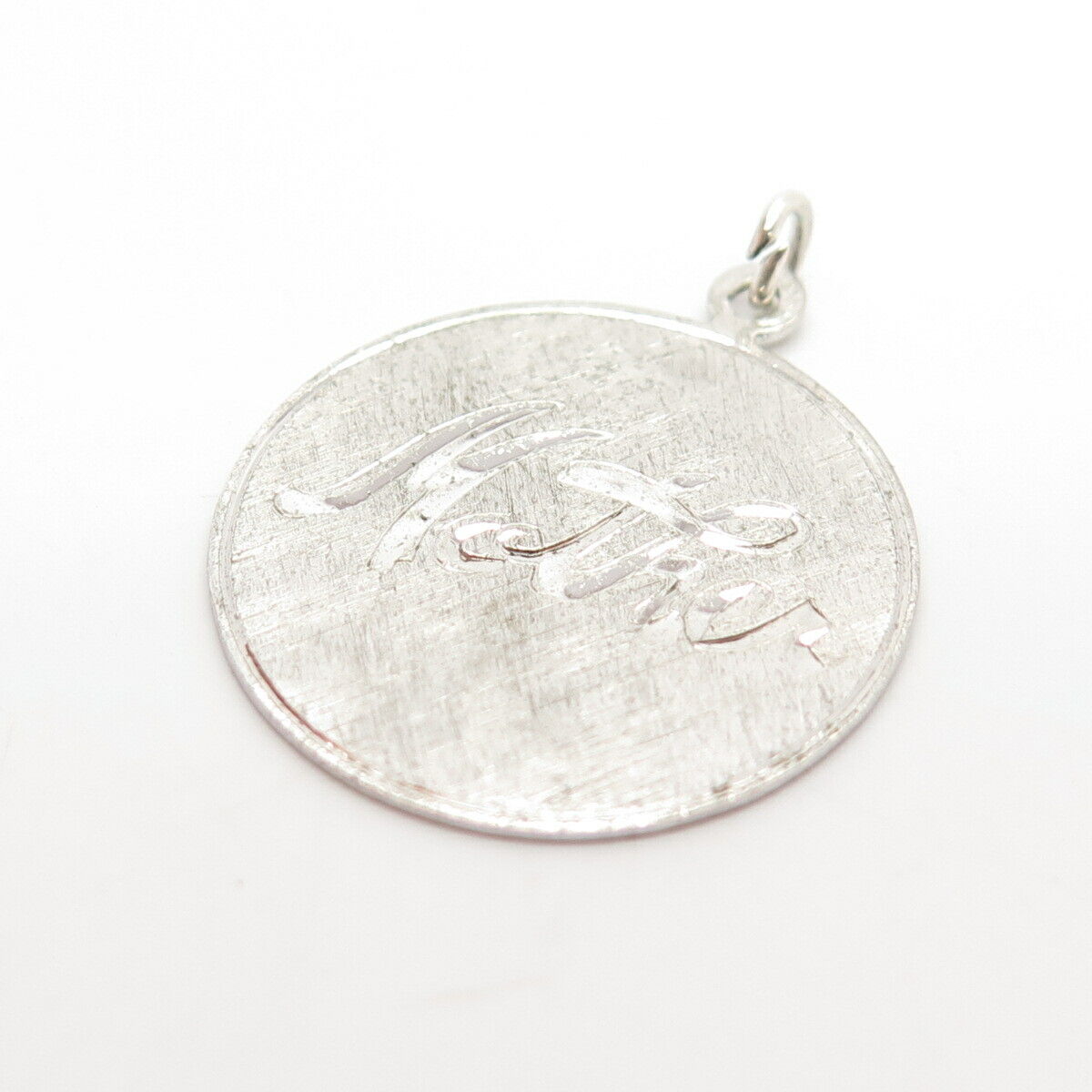 925 Sterling Silver Vintage "Mother" Textured Round Pendant