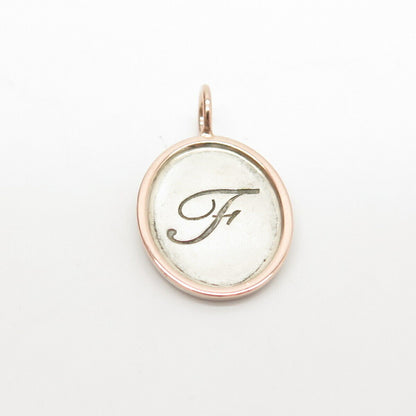 925 Sterling Silver / 14K Letter "F" Initial Pendant