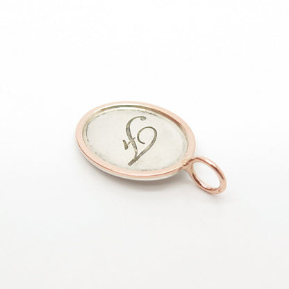 925 Sterling Silver / 14K Letter "F" Initial Pendant