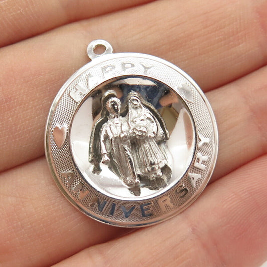 925 Sterling Silver Vintage "Happy Anniversary" Pendant