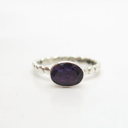 925 Sterling Silver Vintage Real Amethyst Gemstone Ring