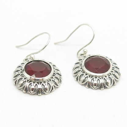 925 Sterling Silver Real Tourmaline Gem Dangling Round Earrings