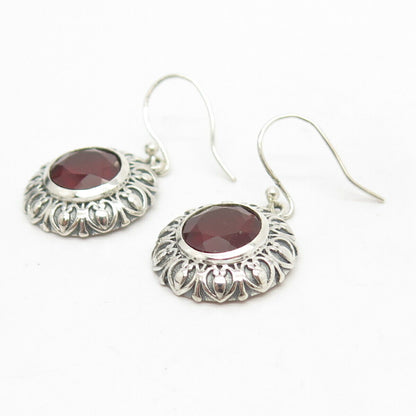 925 Sterling Silver Real Tourmaline Gem Dangling Round Earrings