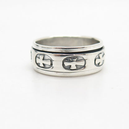 925 Sterling Silver Cross Rotating Band Ring