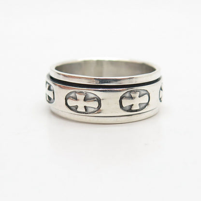 925 Sterling Silver Cross Rotating Band Ring