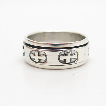 925 Sterling Silver Cross Rotating Band Ring