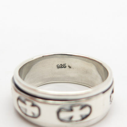 925 Sterling Silver Cross Rotating Band Ring