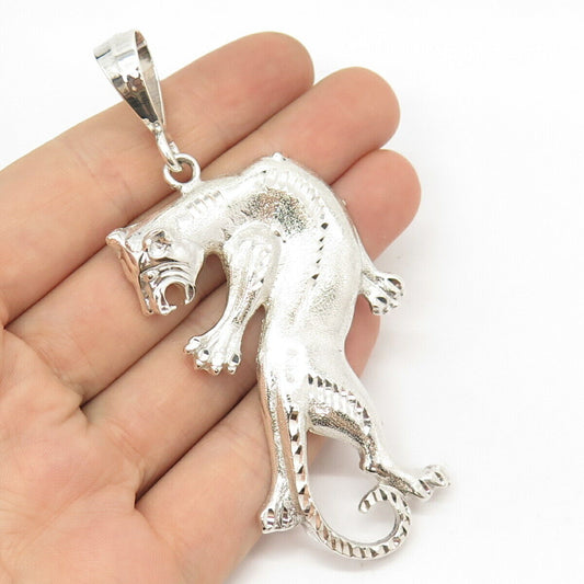 925 Sterling Silver Vintage USA Roaring Pantera Pendant