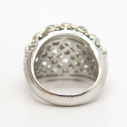 925 Sterling Silver Vintage C Z Domed Ring Size 6