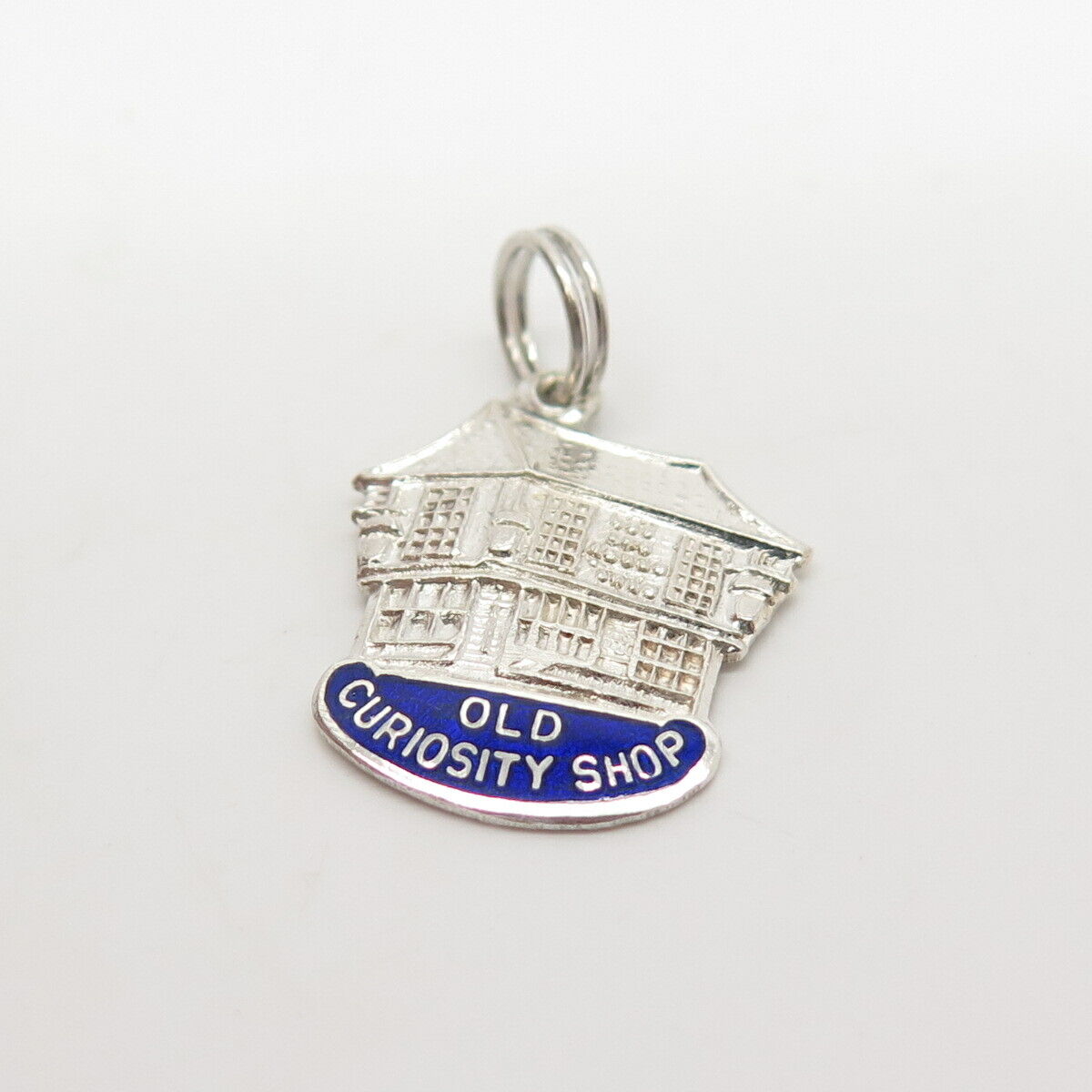 925 Sterling Silver Antique Enamel "Old Curiosity Shop" Charm Pendant