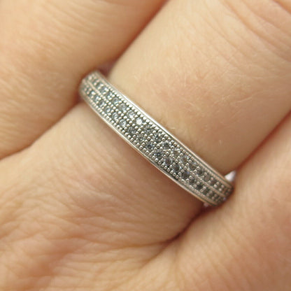 925 Sterling Silver C Z Wedding Band Ring