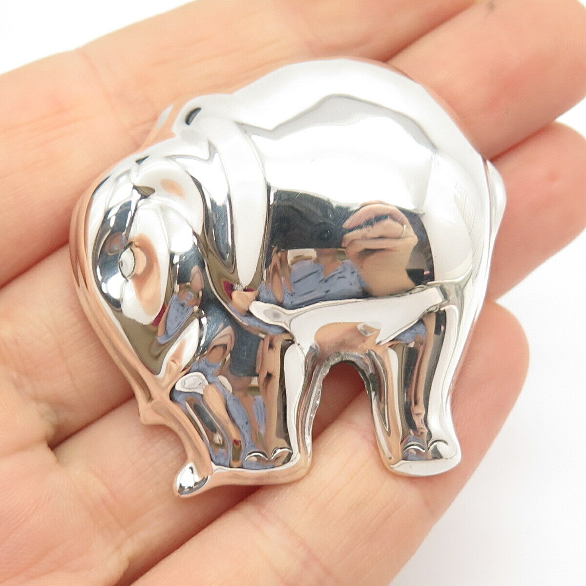 925 Sterling Silver Vintage Mexico Elephant For Good Luck Pin Brooch / Pendant