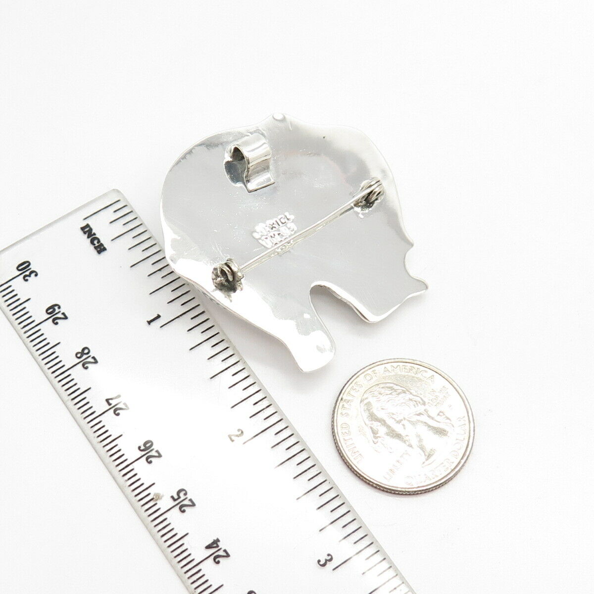 925 Sterling Silver Vintage Mexico Elephant For Good Luck Pin Brooch / Pendant