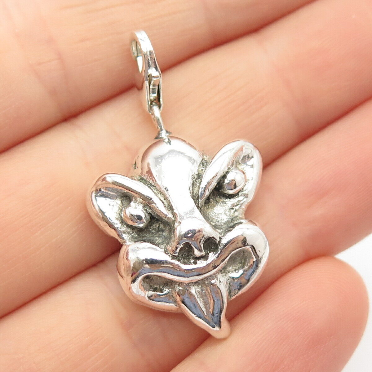 925 Sterling Silver Vintage Mask Face Charm Pendant