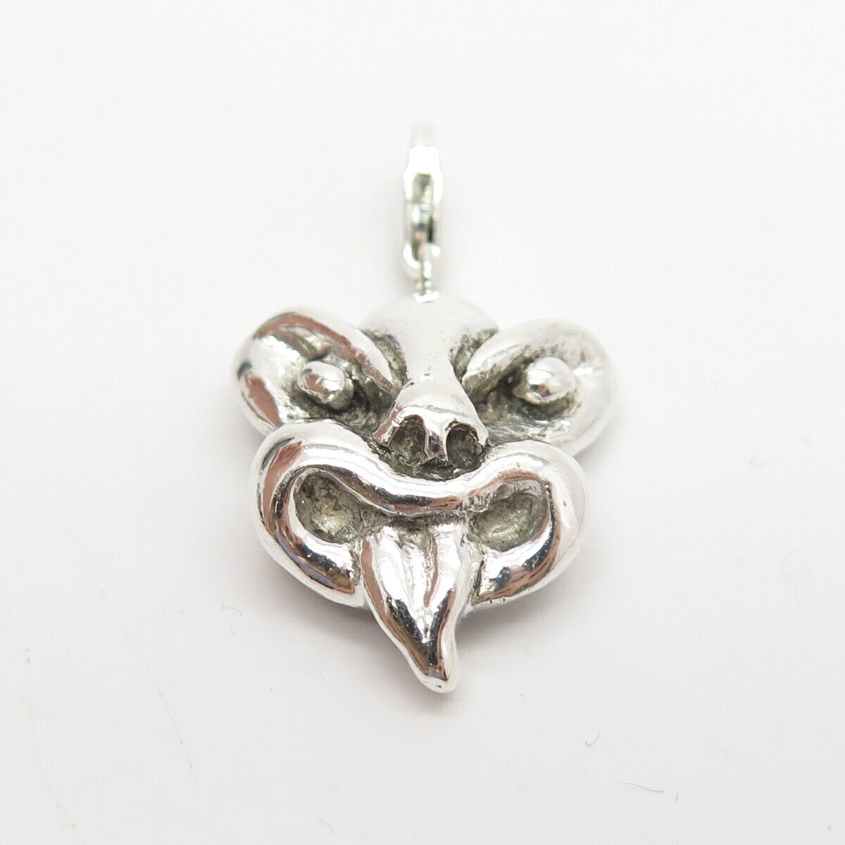 925 Sterling Silver Vintage Mask Face Charm Pendant