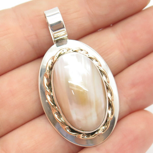 925 Sterling Silver / 14K Gold Filled Real Mother-of-Pearl Pendant