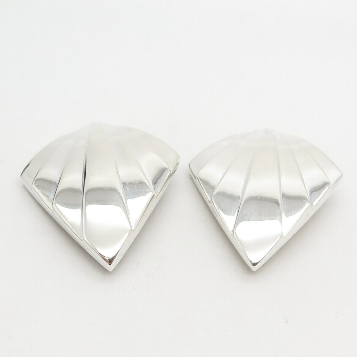 925 Sterling Silver Vintage Krypell Modernist Striped Clip On Earrings