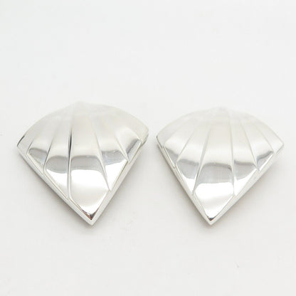 925 Sterling Silver Vintage Krypell Modernist Striped Clip On Earrings