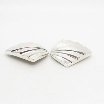 925 Sterling Silver Vintage Krypell Modernist Striped Clip On Earrings