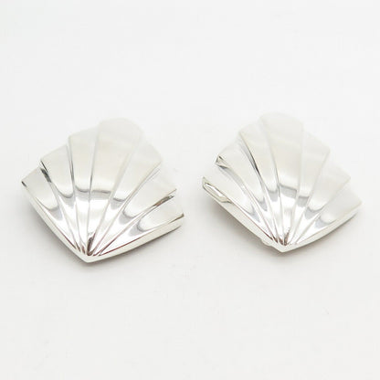 925 Sterling Silver Vintage Krypell Modernist Striped Clip On Earrings