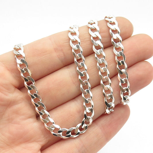 925 Sterling Silver Vintage Italy Cuban Chain Necklace 24"