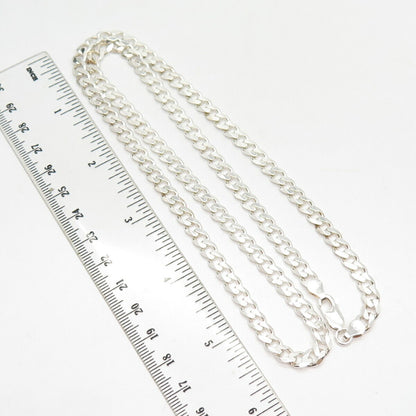 925 Sterling Silver Vintage Italy Cuban Chain Necklace 24"