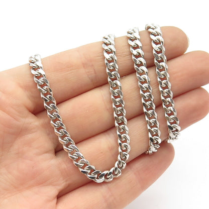 925 Sterling Silver Vintage Cuban Chain Necklace 26"