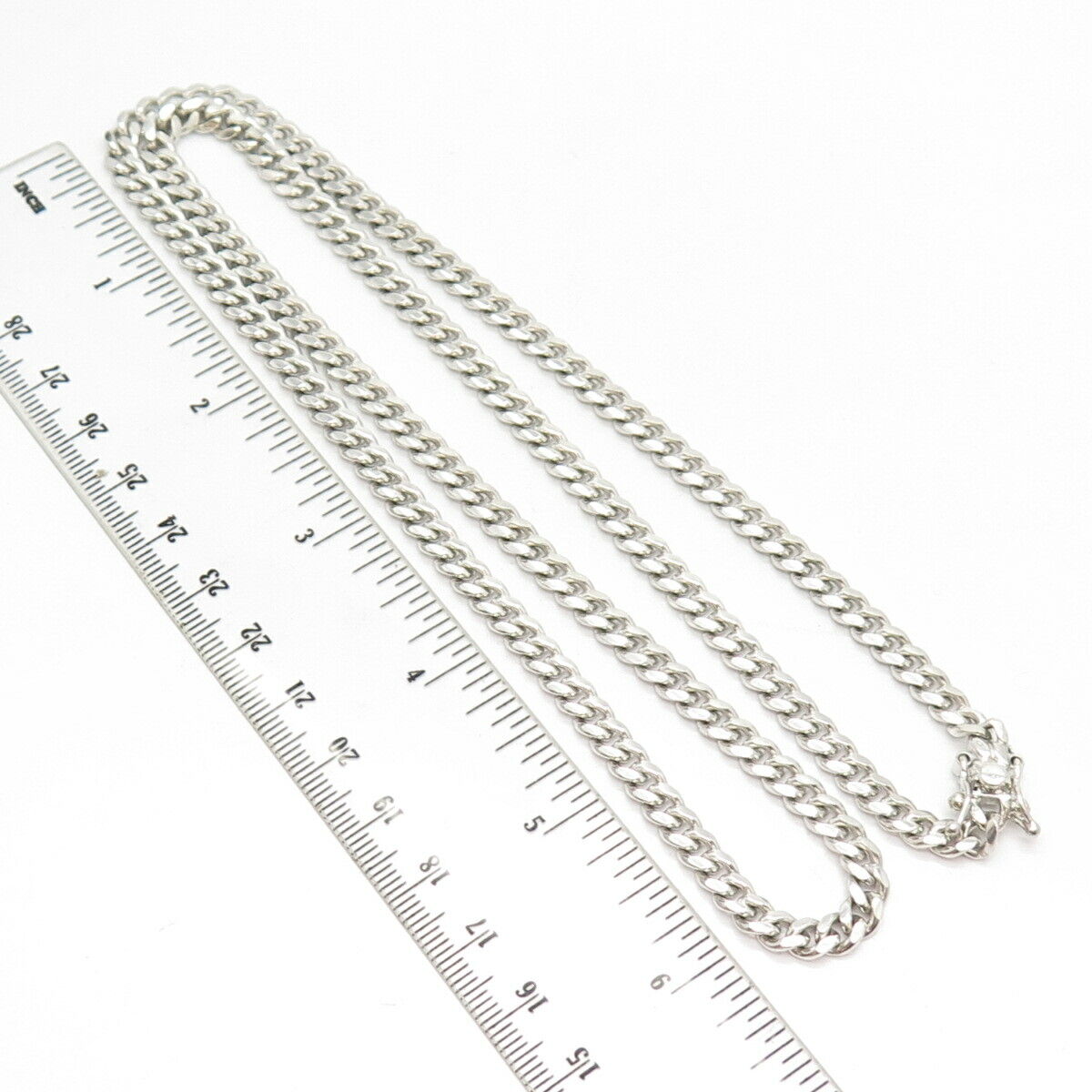 925 Sterling Silver Vintage Cuban Chain Necklace 26"