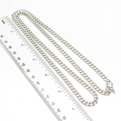 925 Sterling Silver Vintage Cuban Chain Necklace 26"