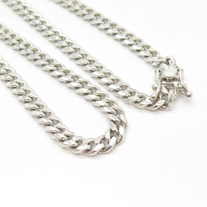 925 Sterling Silver Vintage Cuban Chain Necklace 26"