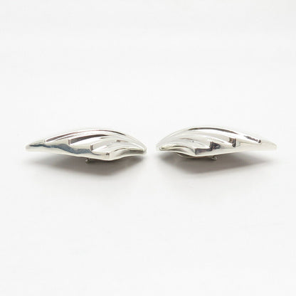 925 Sterling Silver Vintage Krypell Modernist Striped Clip On Earrings