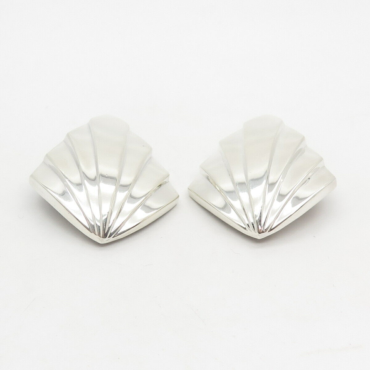 925 Sterling Silver Vintage Krypell Modernist Striped Clip On Earrings