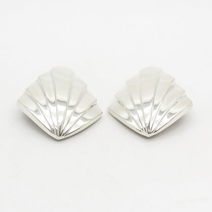 925 Sterling Silver Vintage Krypell Modernist Striped Clip On Earrings