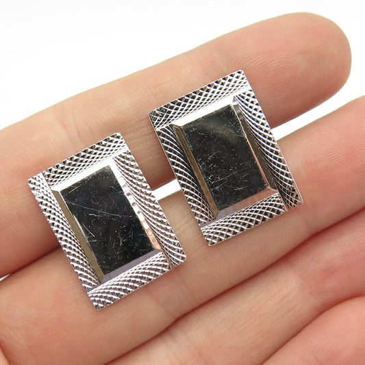 925 Sterling Silver Vintage La Mode Textured Square Cufflinks