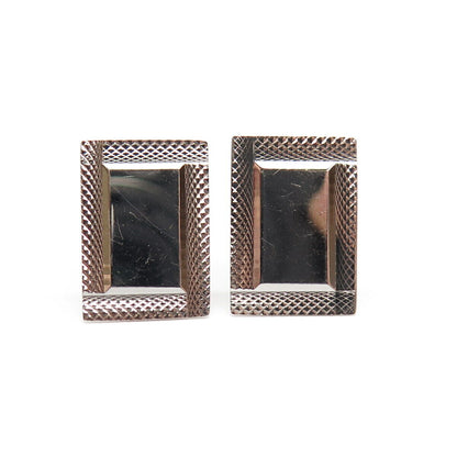 925 Sterling Silver Vintage La Mode Textured Square Cufflinks