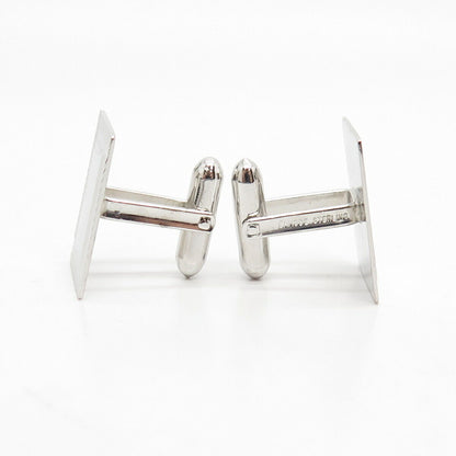 925 Sterling Silver Vintage La Mode Textured Square Cufflinks