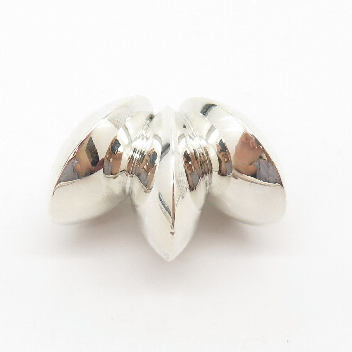 925 Sterling Silver Vintage Modernist Ribbed Hollow Slide Pendant