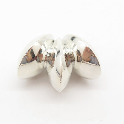 925 Sterling Silver Vintage Modernist Ribbed Hollow Slide Pendant