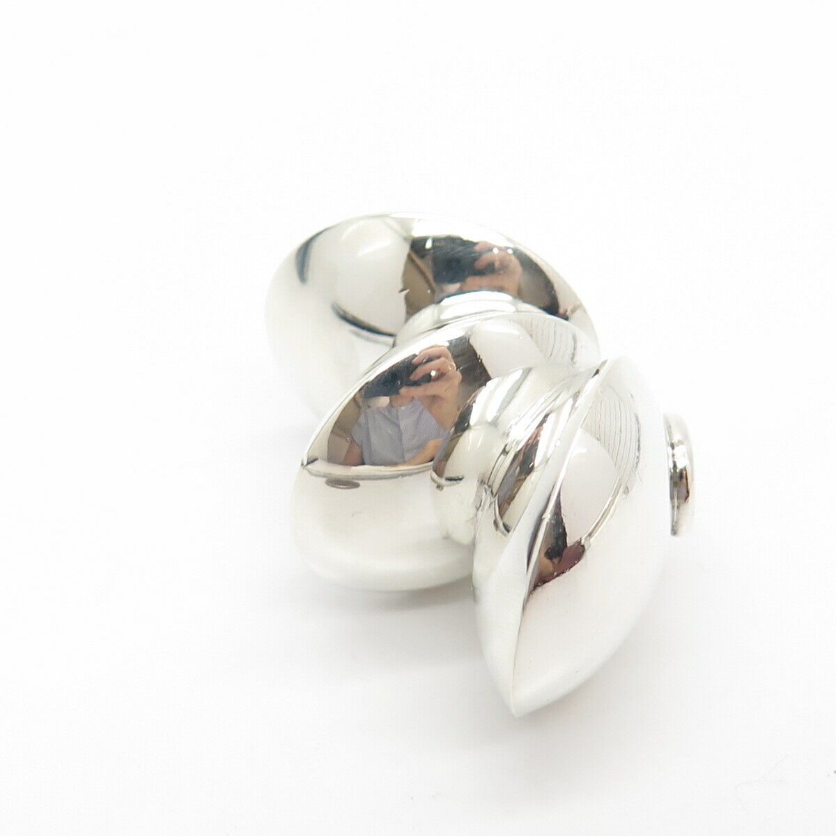 925 Sterling Silver Vintage Modernist Ribbed Hollow Slide Pendant