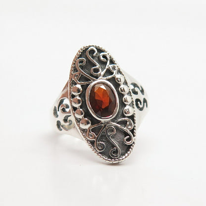 925 Sterling Silver Vintage Red Garnet-Tone C Z Ring Size 8 3/4