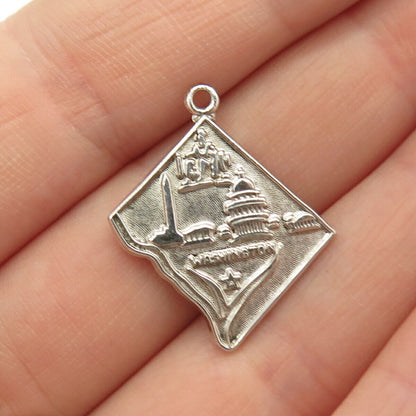 925 Sterling Silver Vintage Wells "Washington" Charm Pendant