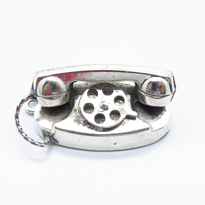 925 Sterling Silver Vintage Retro Rotary Phone Pendant