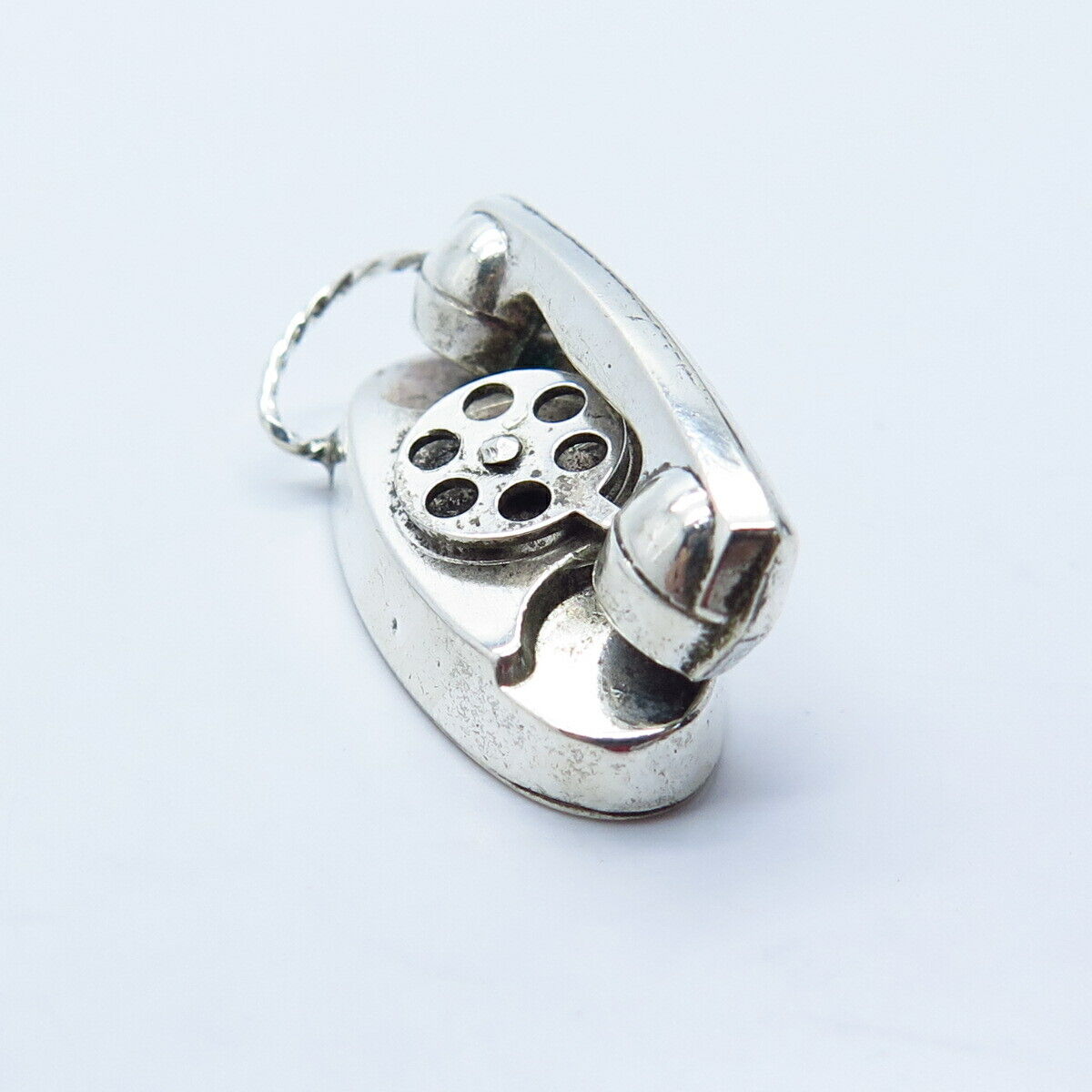 925 Sterling Silver Vintage Retro Rotary Phone Pendant