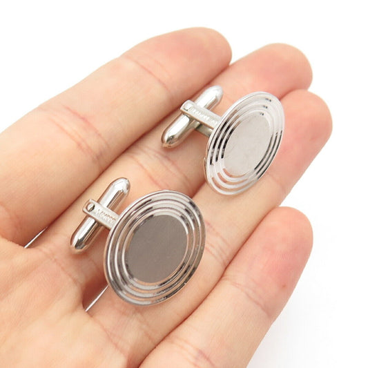 925 Sterling Silver Vintage La Mode Satin Finish Classic Round Cufflinks