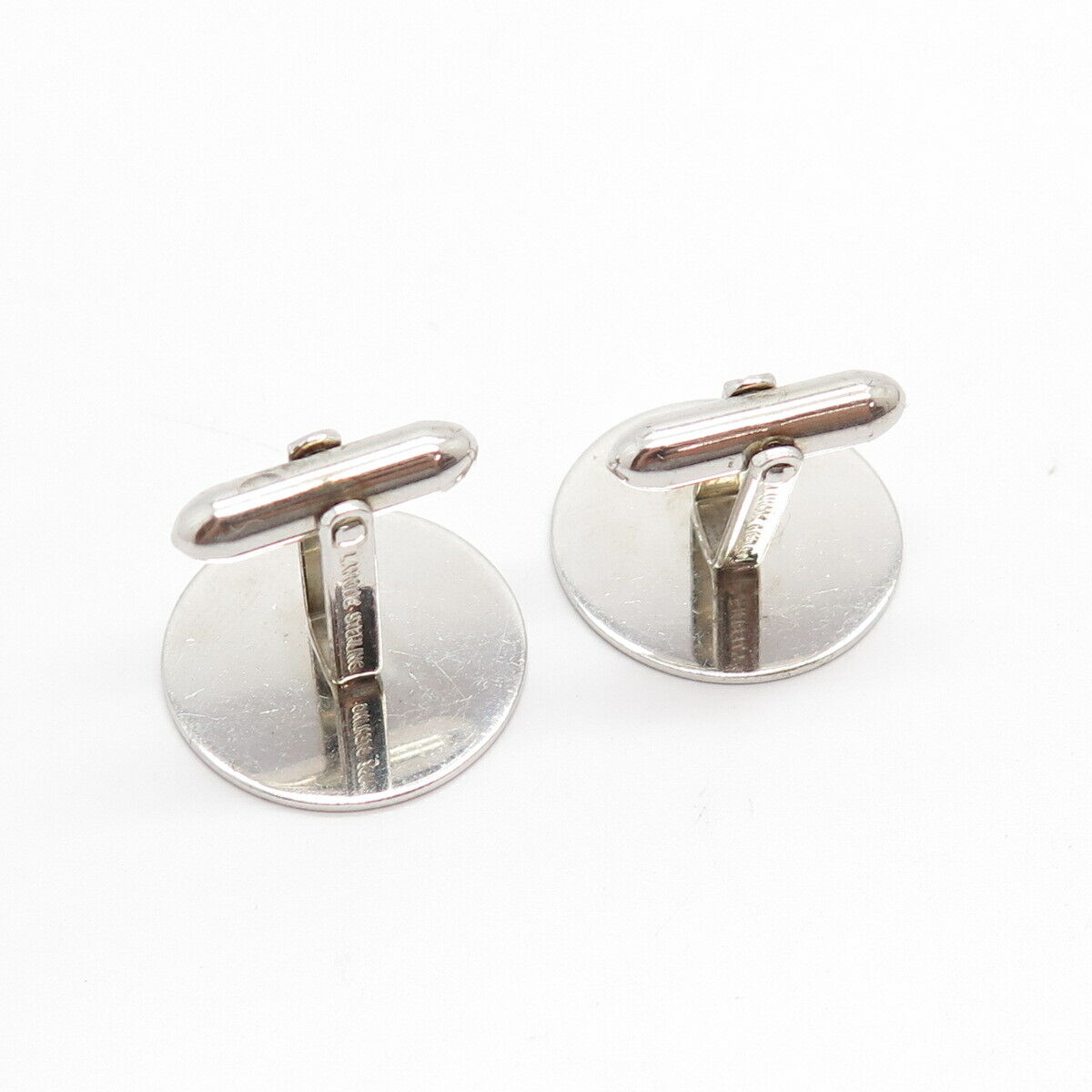 925 Sterling Silver Vintage La Mode Satin Finish Classic Round Cufflinks